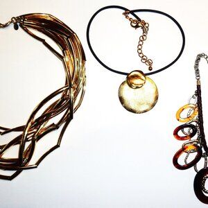 Vintage Chico's Chunky Choker / Necklace Lot (3) 80s Jewelry Statement Necklace